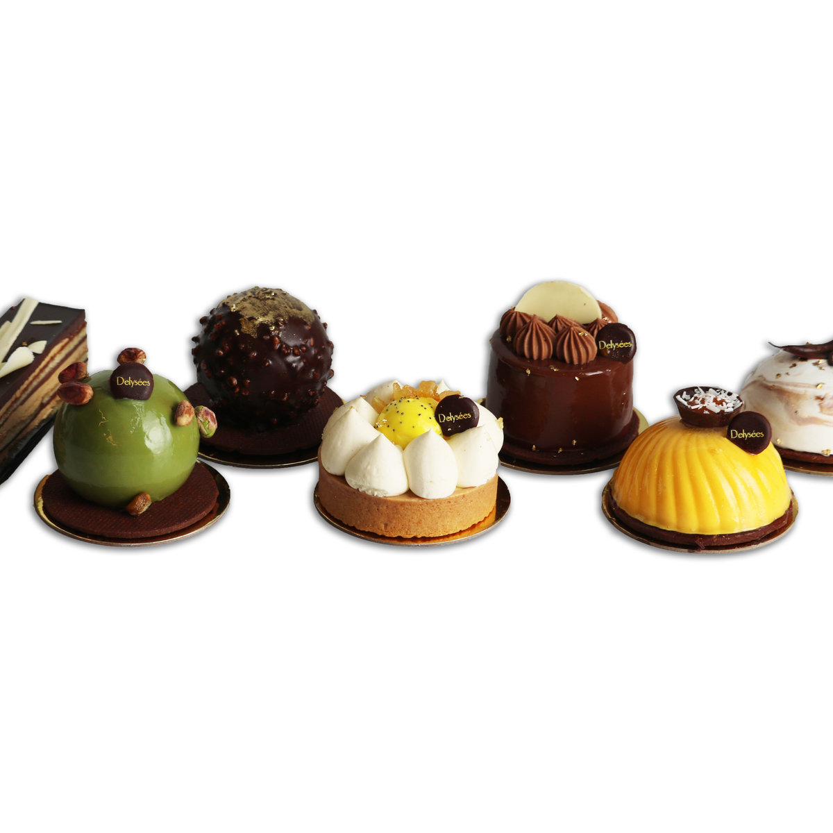 Box of seven mixed individual Delysées cakes